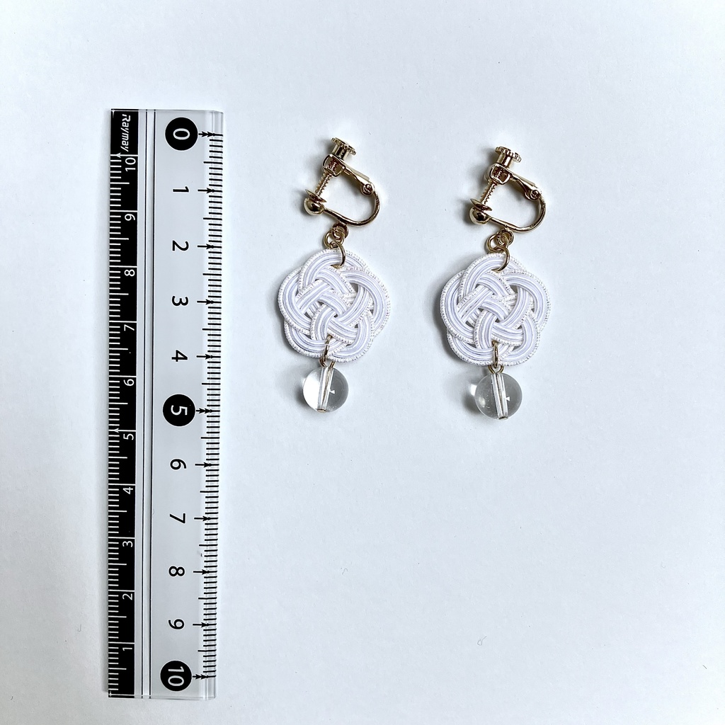 水引 うめむすびと水晶のイヤリング(ピアス)