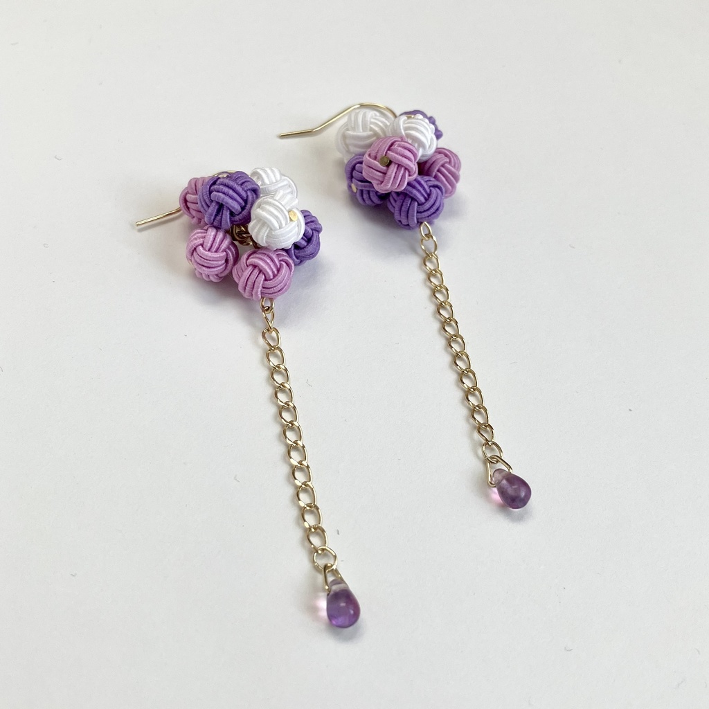 あじさいカラー ころころあわじ玉とチェコビーズのピアス