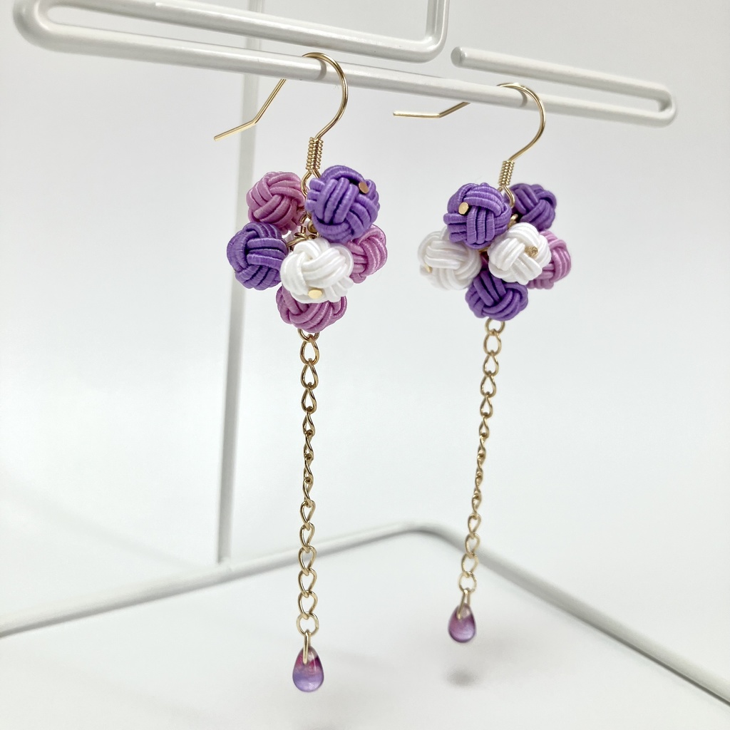 あじさいカラー ころころあわじ玉とチェコビーズのピアス
