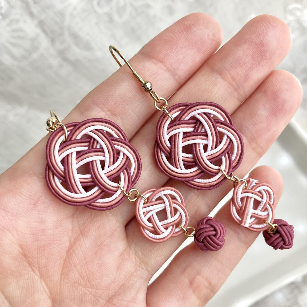 梅と菜の花のピアス(イヤリング) うめむらさき