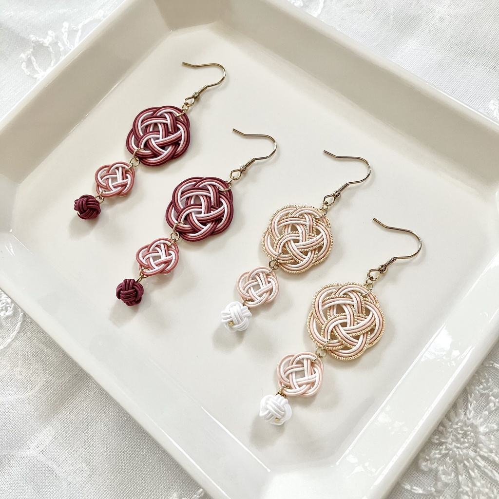 梅と菜の花のピアス(イヤリング) うめむらさき