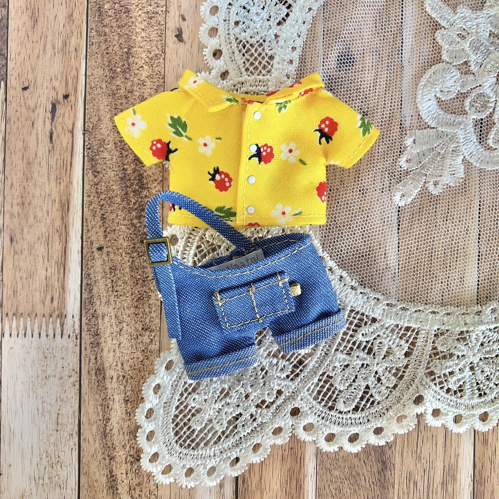 アシメサロペ+レトロシャツセット