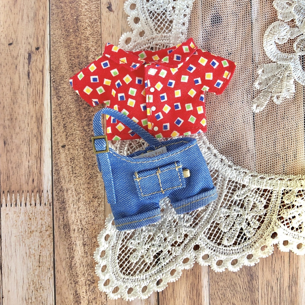 アシメサロペ+レトロシャツセット