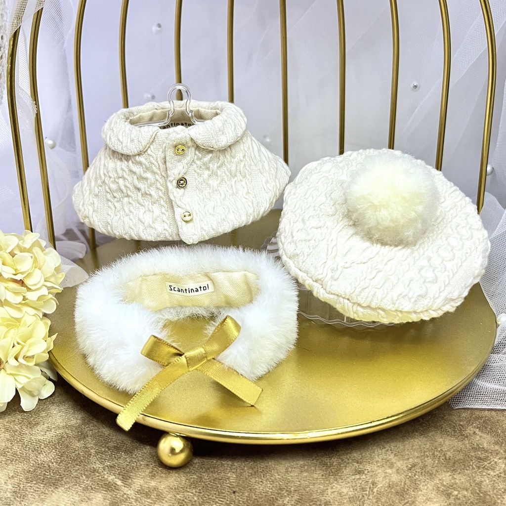 ニット風ケープポンチョセット【にじぱぺ、フクヤぬい兼用サイズ】