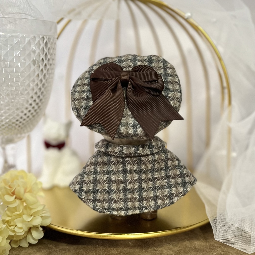 リボンとチェックのケープポンチョセット【にじぱぺ、ポジぬい、フクヤぬい兼用】