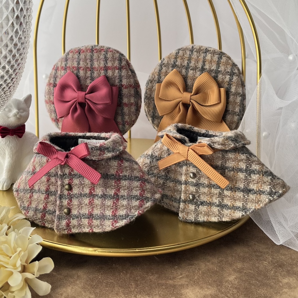 リボンとチェックのケープポンチョセット【にじぱぺ、ポジぬい、フクヤぬい兼用】