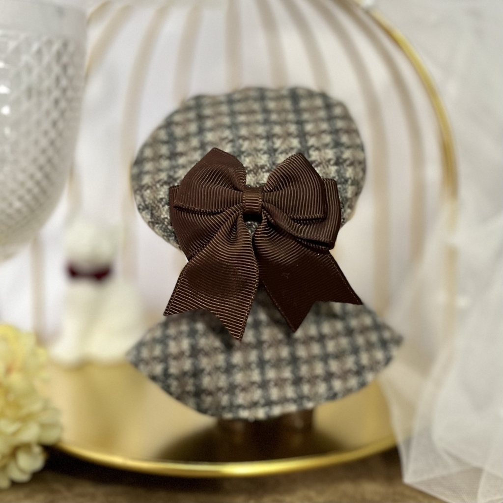 リボンとチェックのケープポンチョセット【にじぱぺ、ポジぬい、フクヤぬい兼用】