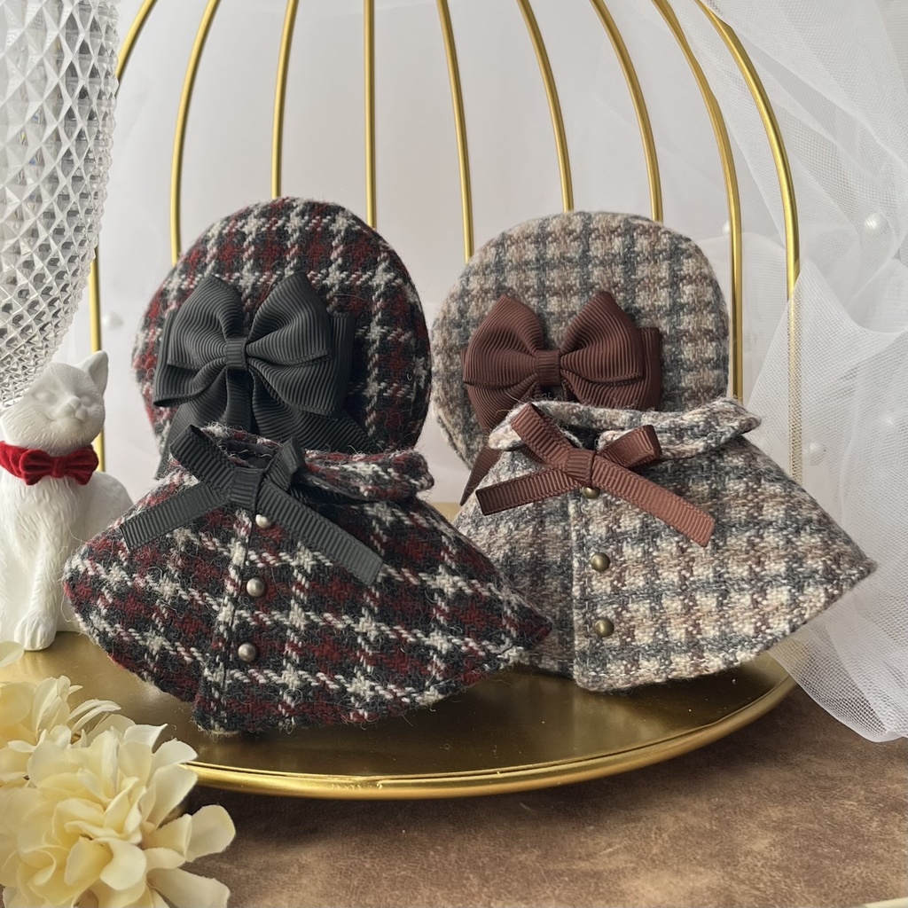 リボンとチェックのケープポンチョセット【にじぱぺ、ポジぬい、フクヤぬい兼用】