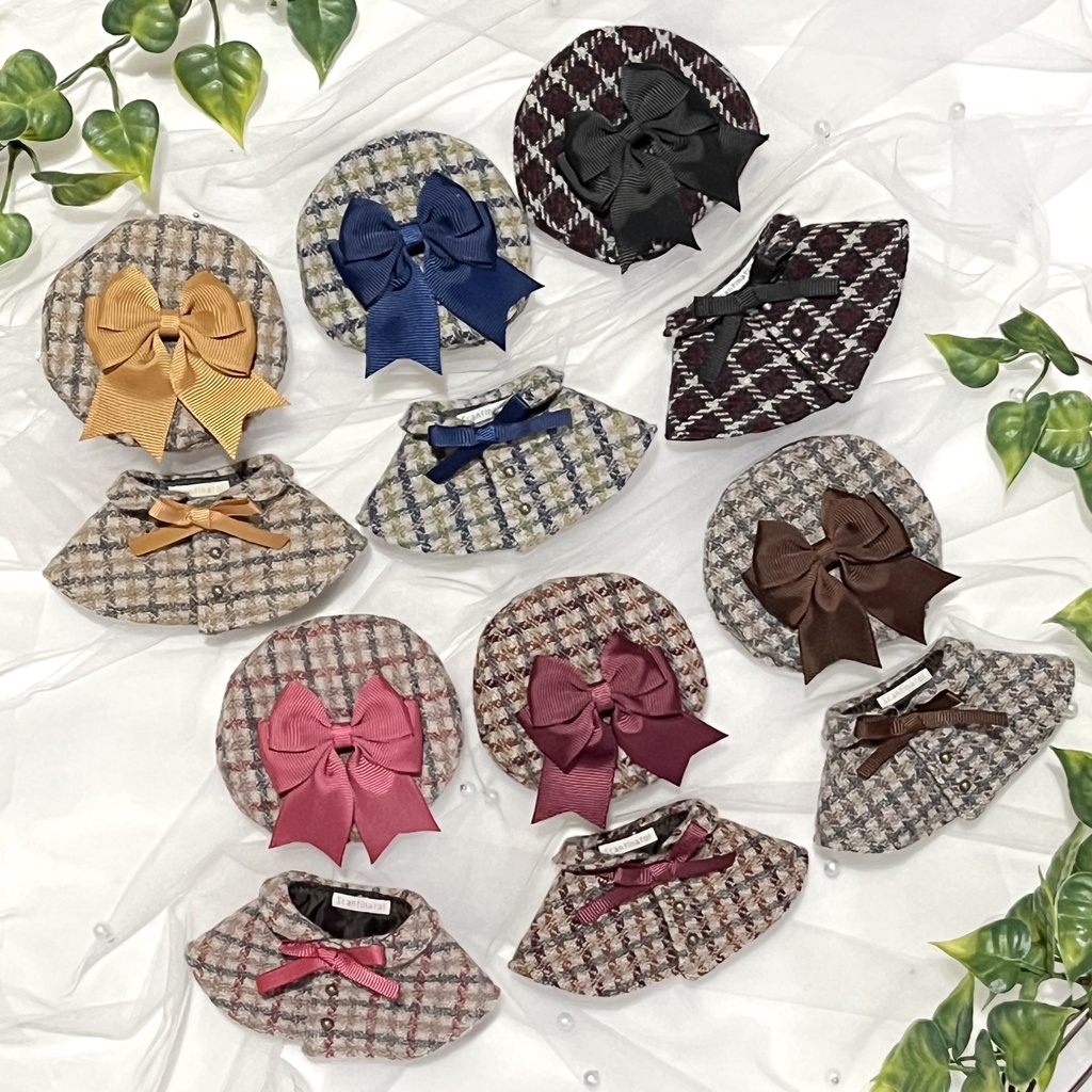 リボンとチェックのケープポンチョセット【にじぱぺ、ポジぬい、フクヤぬい兼用】