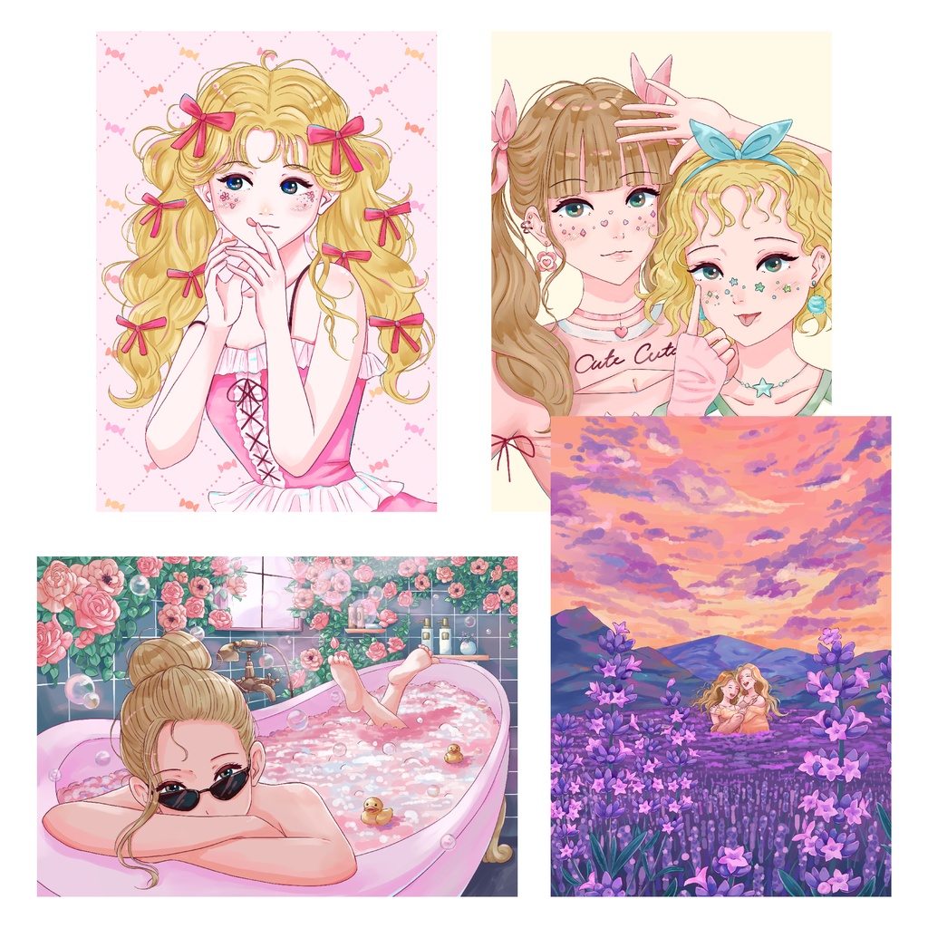 ポストカード 海外風ガールズ