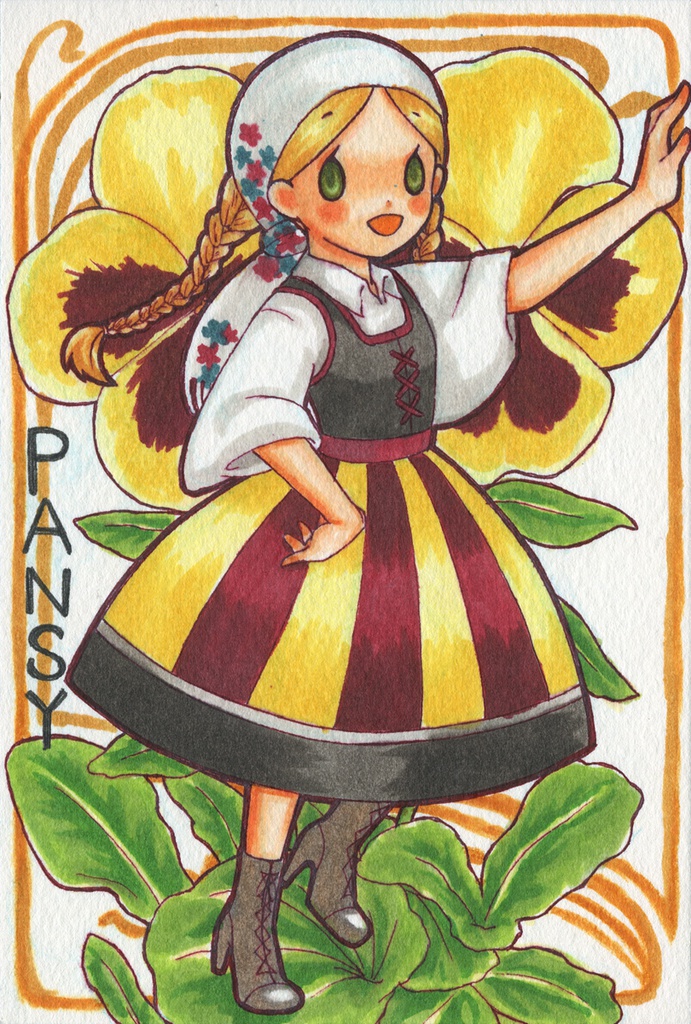 お花擬人化ポストカード「パンジー」