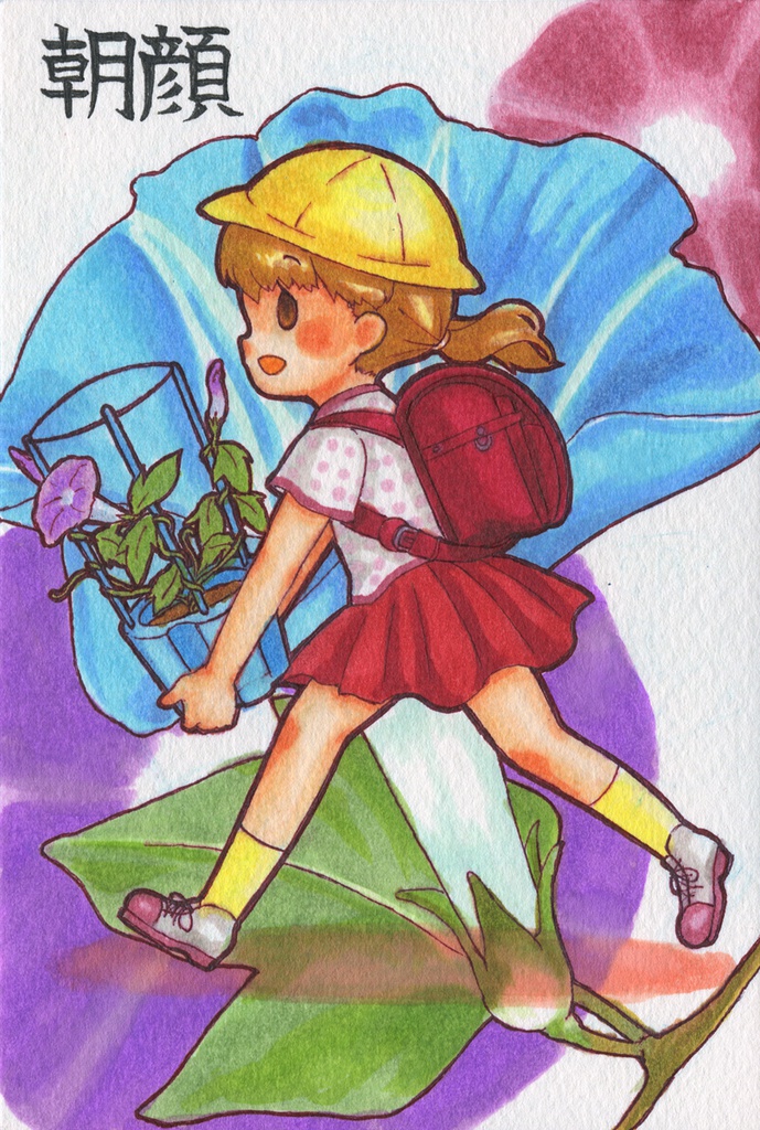 お花擬人化ポストカード「朝顔」