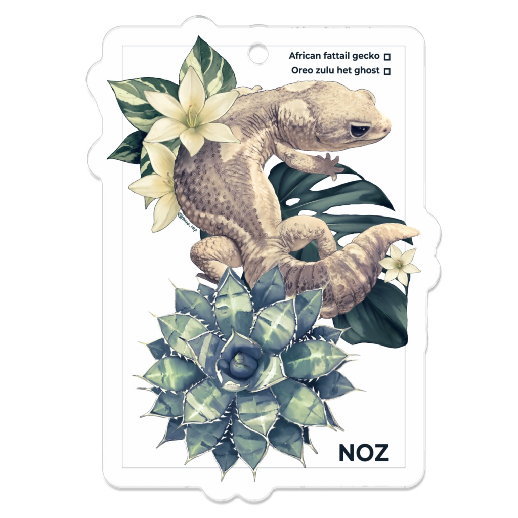 ニシアフリカトカゲモドキ　アクリルキーホルダー　【オレオズールー＆グリーン】