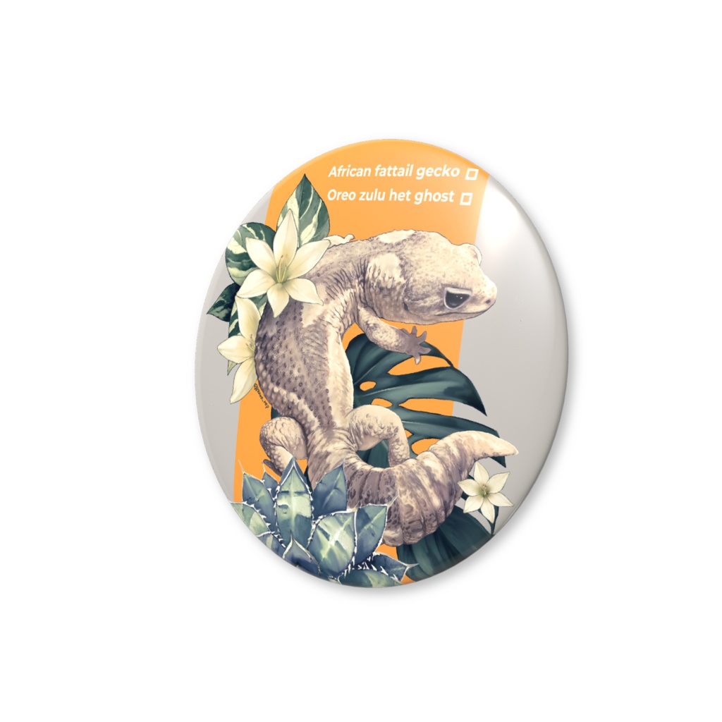ニシアフリカトカゲモドキ 缶場バッジ 【オレオズールー&グリーン】