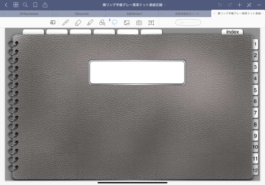 10.ipadで手書き手帳2019-1-12Goodnotesアプリ用 iPadで手書きスケジュール2019 リンク付きインデックスタブで 月間ページ、週ページへ自在に行き来できます。ノート付きで便利!目的のページへジャンプ(Goodnotes5用)グレー系 DP-B-GRAY