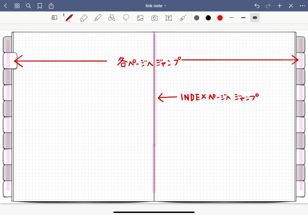 5 リンク付きノート 方眼紙 Goodnotesで使える バレットジャーナルにも Ln Gray Grid Sakuranboneko Booth