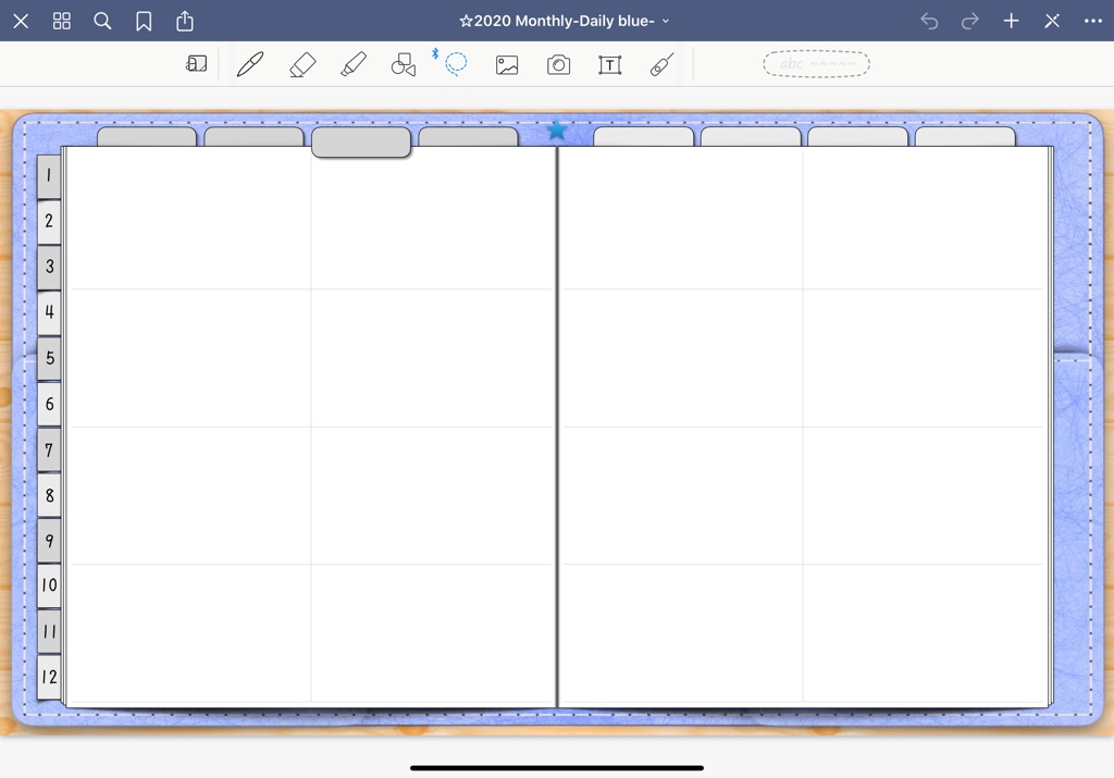2020年Monthly&Dailyデジタルプランナー手帳 背景8分割と背景方眼紙 3色