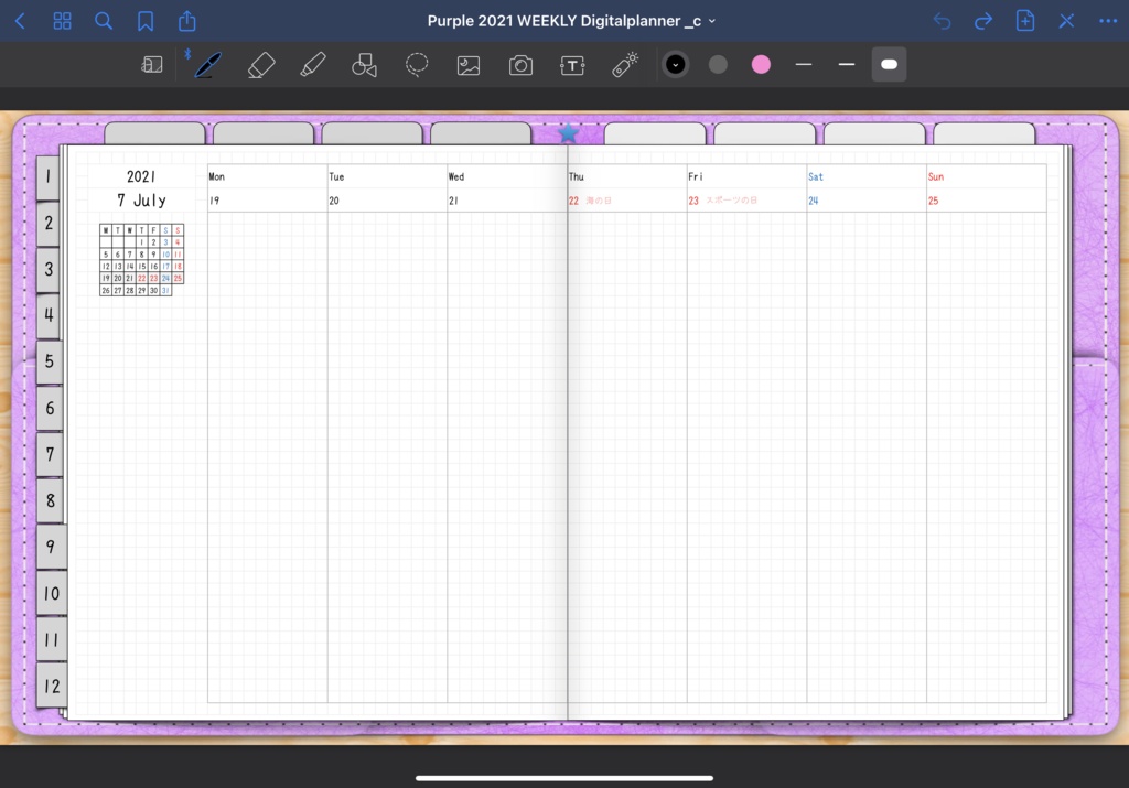 2021年版Monthly & Weeklyデジタルプランナー手帳 3色あり 別冊体調管理ノート付き