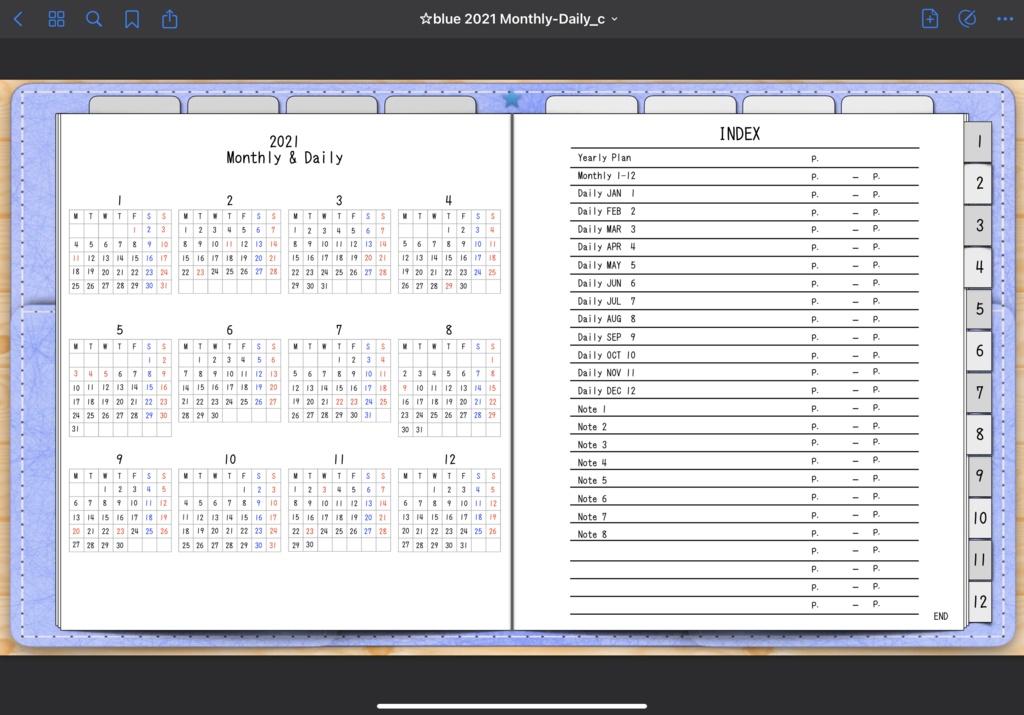2021年版Monthly&Dailyデジタルプランナー手帳 3色あり 別冊体調管理ノート付き