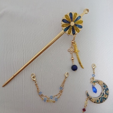 【再販・受注製作】守りかんざし ひとしずく3wayかんざし(三日月宗近)