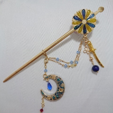 【再販・受注製作】守りかんざし ひとしずく3wayかんざし(三日月宗近)