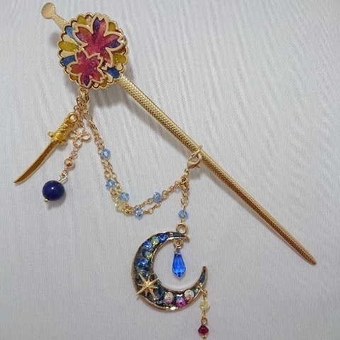 【再販・受注製作】守りかんざし ひとしずく3wayかんざし(三日月宗近)