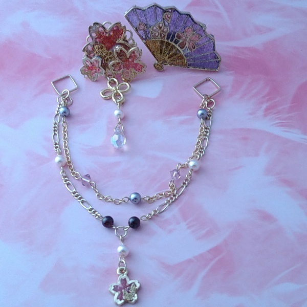 3wayピンブローチ 挿頭草(かざしぐさ)〜審神者への贈り物・藤〜