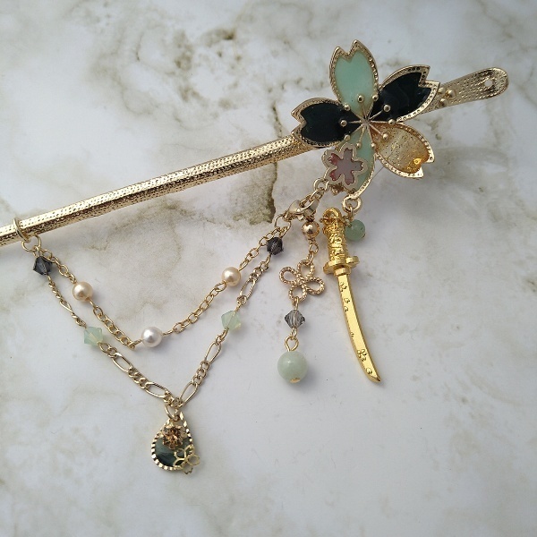 守りかんざし・ひとしずく3wayかんざし(膝丸)