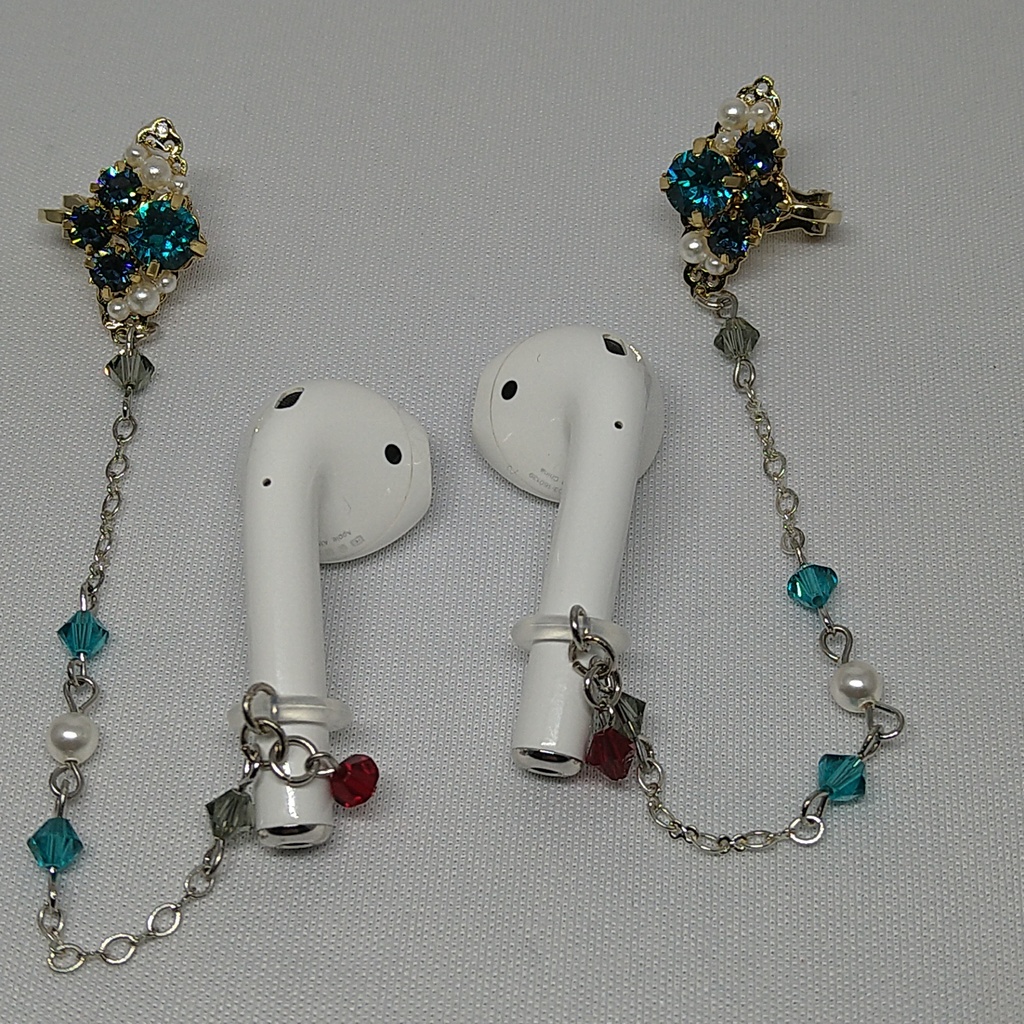 ( ワイヤレス イヤホン 落下防止 ) ターコイズ・ブルー◇ネイビー系・イヤーカフ ( 堀川国広 )