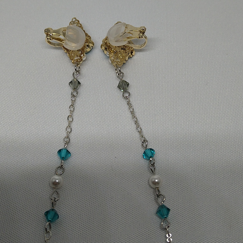 ( ワイヤレス イヤホン 落下防止 ) ターコイズ・ブルー◇ネイビー系・イヤーカフ ( 堀川国広 )