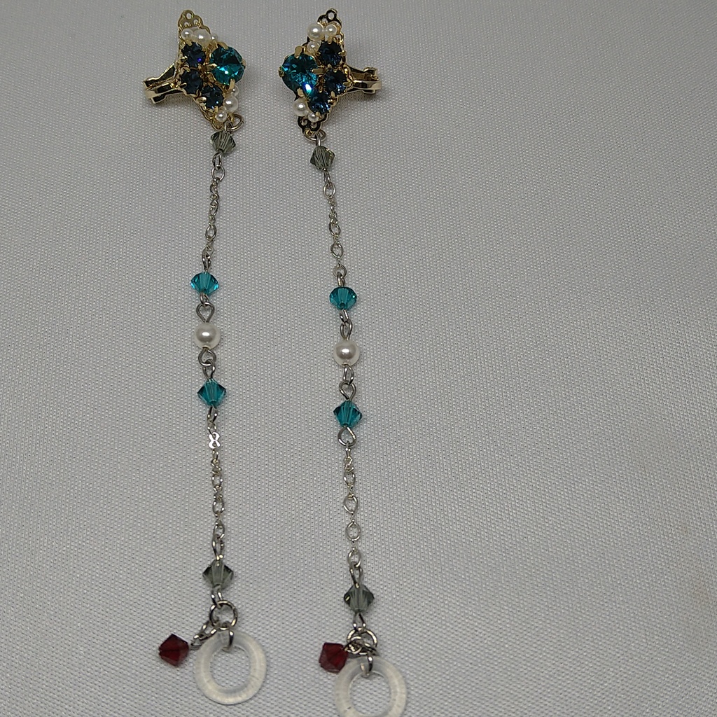 ( ワイヤレス イヤホン 落下防止 ) ターコイズ・ブルー◇ネイビー系・イヤーカフ ( 堀川国広 )