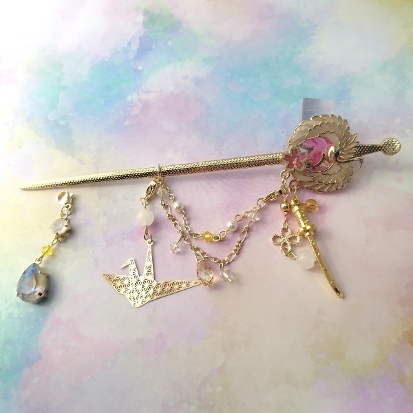 守りかんざしひとしずく・3wayかんざし(鶴丸国永)