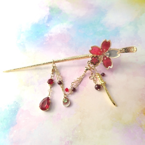 守りかんざしひとしずく・3wayかんざし(一文字則宗)