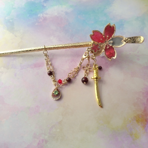 守りかんざしひとしずく・3wayかんざし(一文字則宗)