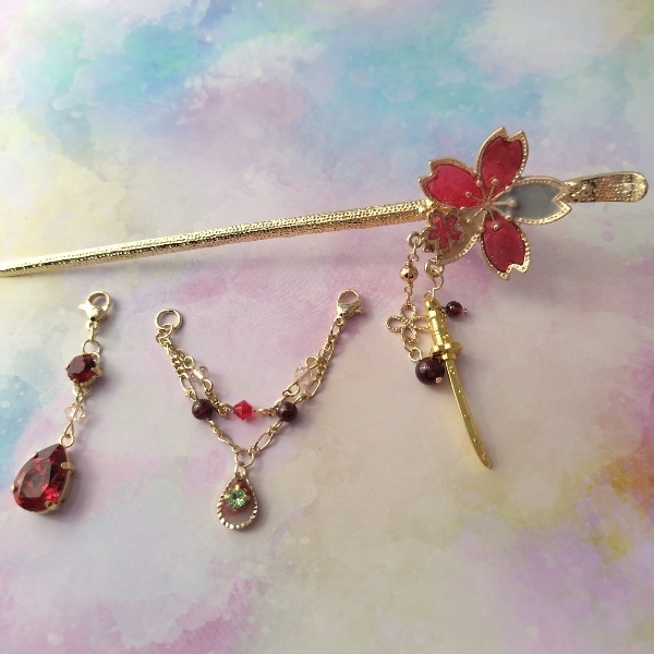 守りかんざしひとしずく・3wayかんざし(一文字則宗)