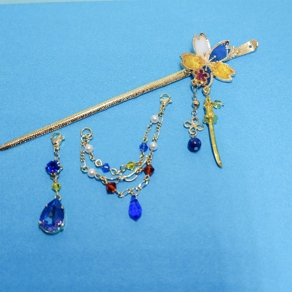 守りかんざしひとしずく・3wayかんざし(三日月宗近)