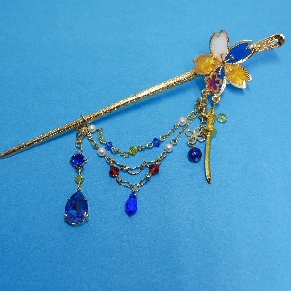 守りかんざしひとしずく・3wayかんざし(三日月宗近)