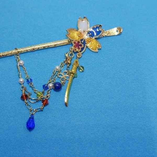 守りかんざしひとしずく・3wayかんざし(三日月宗近)