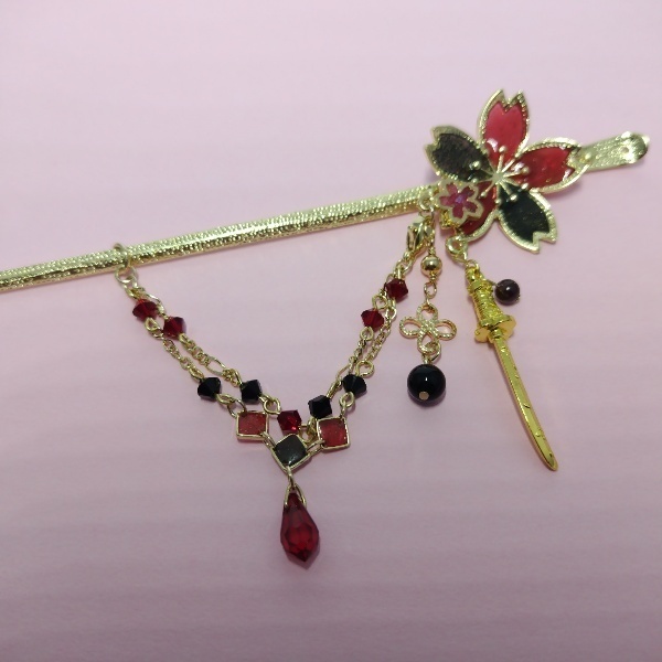 守りかんざしひとしずく・3wayかんざし(加州清光)