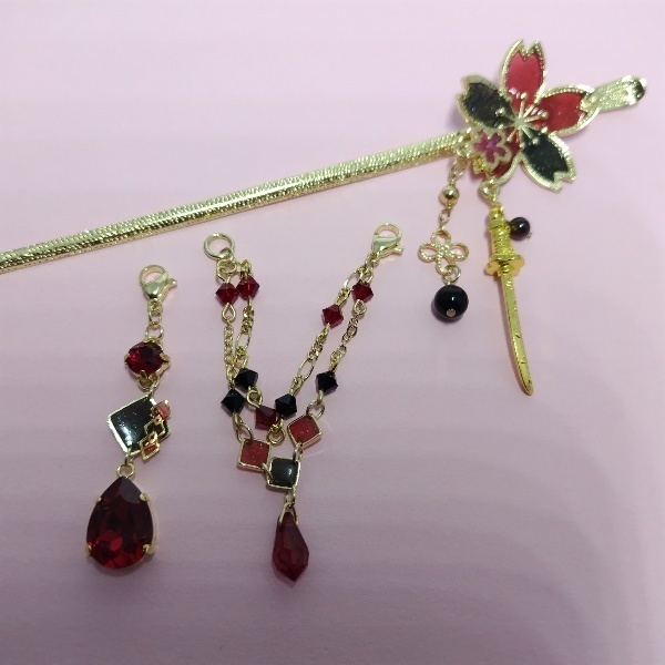 守りかんざしひとしずく・3wayかんざし(加州清光)