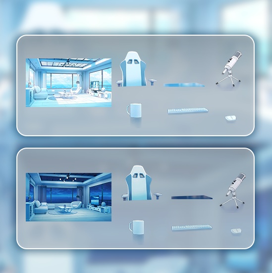 【配信部屋】【Vtuber向け】【配信背景】 ブルーオーシャンのルーム/Live Streaming Background - Blue Ocean's Live Streaming Room/vruber room/vtuber background