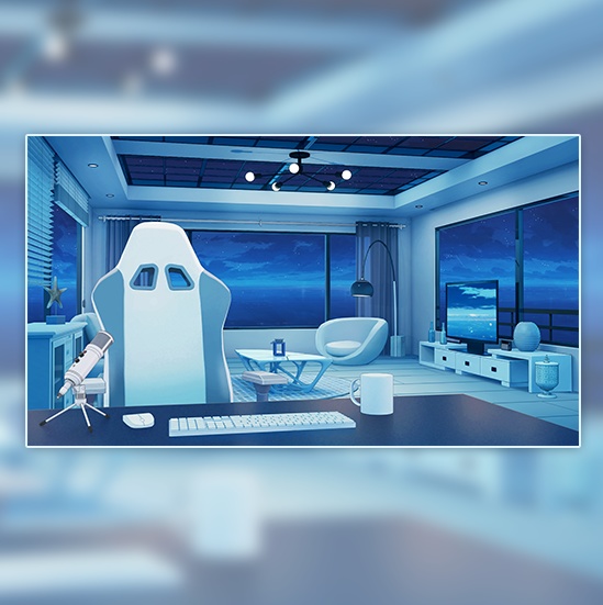 【配信部屋】【Vtuber向け】【配信背景】 ブルーオーシャンのルーム/Live Streaming Background - Blue Ocean's Live Streaming Room/vruber room/vtuber background