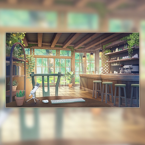 【配信部屋】【Vtuber向け】【配信背景】 森の香りカフェ/Live Streaming Background - Aroma of the Woods Café Live Streaming Room/vruber room/vtuber background