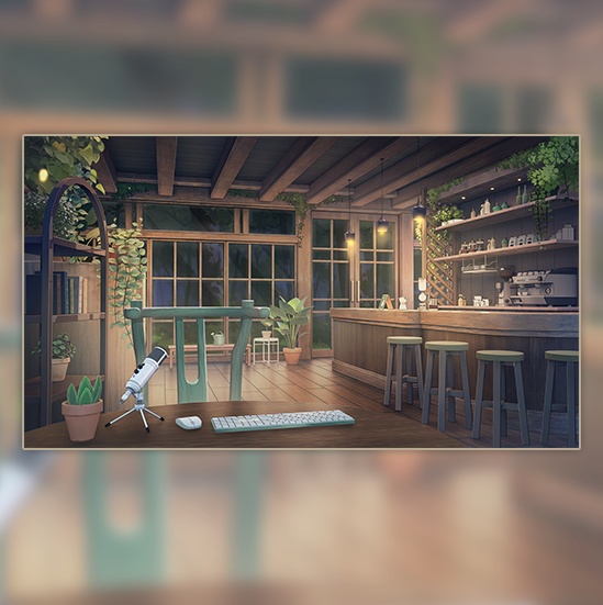 【配信部屋】【Vtuber向け】【配信背景】 森の香りカフェ/Live Streaming Background - Aroma of the Woods Café Live Streaming Room/vruber room/vtuber background