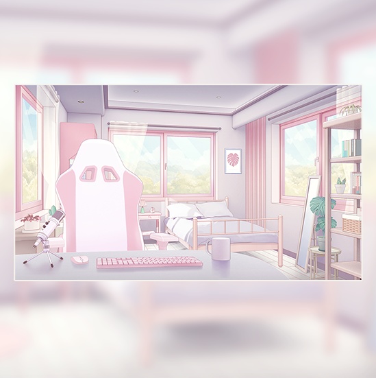 【配信部屋】【Vtuber向け】【配信背景】ピンクの朝霧 / 粉色朝霧 /Live Streaming Background -  Pink Morning Mist  Live Streaming Room