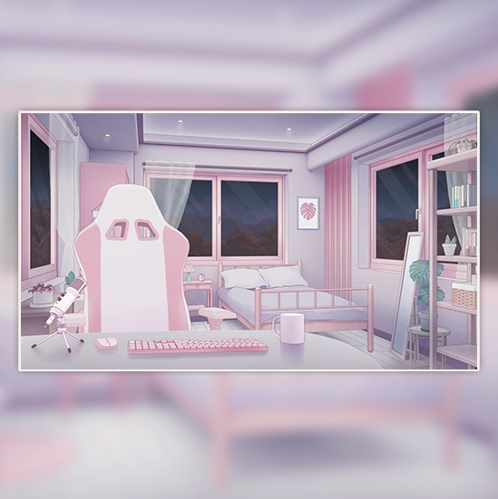 【配信部屋】【Vtuber向け】【配信背景】ピンクの朝霧 / 粉色朝霧 /Live Streaming Background -  Pink Morning Mist  Live Streaming Room