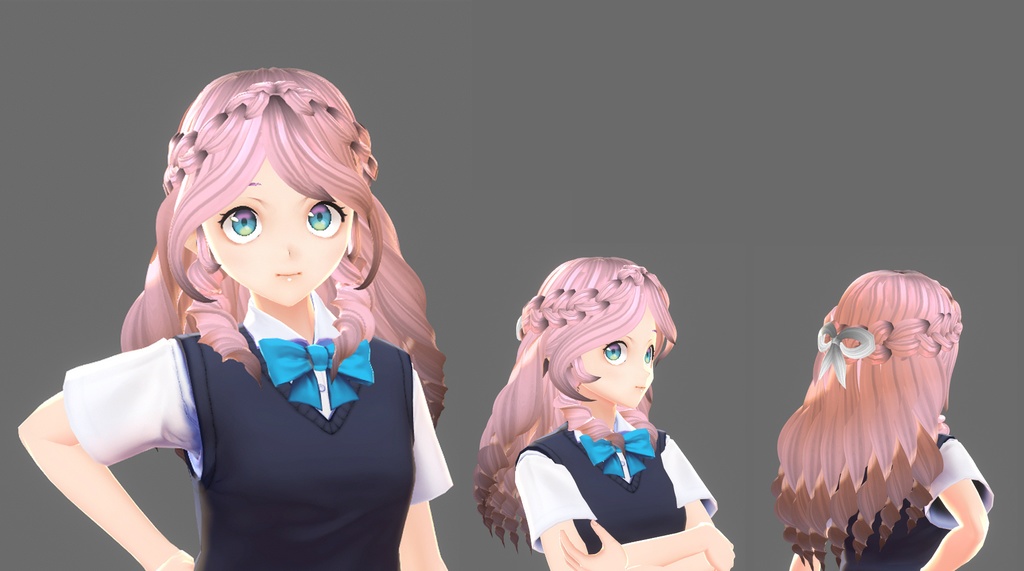 Curly hair with bow ll Vroid Hair Preset - Dornenspieler - BOOTH