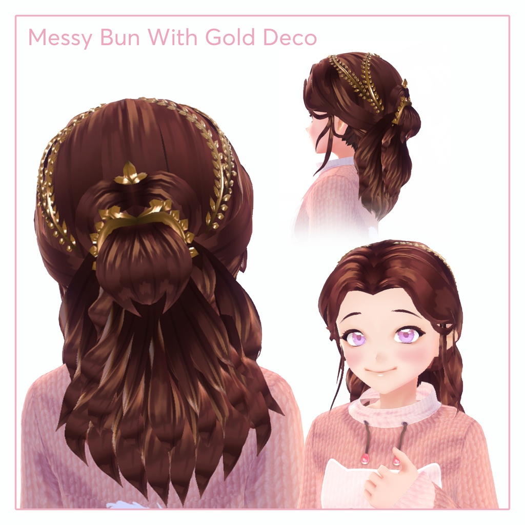 Messy Bun with Gold Deco ll VRoid Hair
