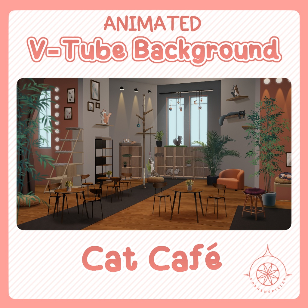 Cat Café II Animated VTube Background