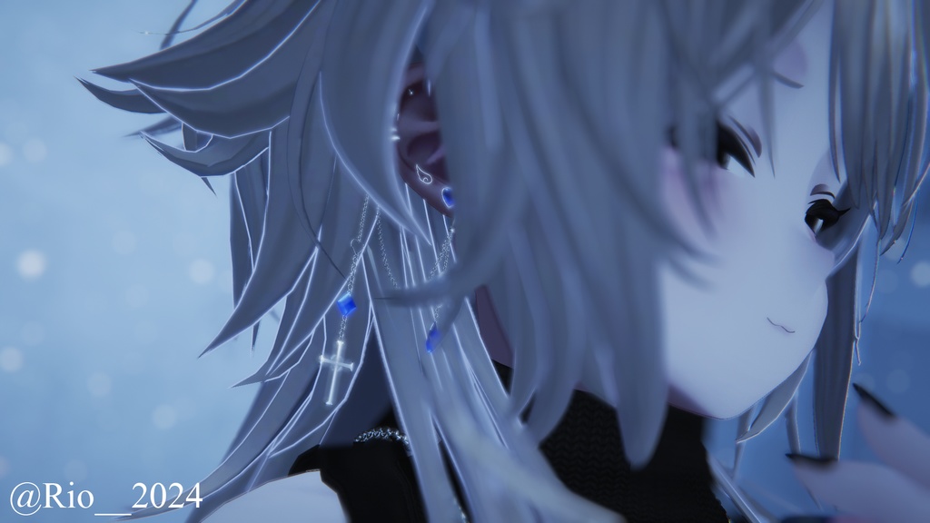 ✞🤍Azure Cross 🤍✞ Earrings × Ear Cuff